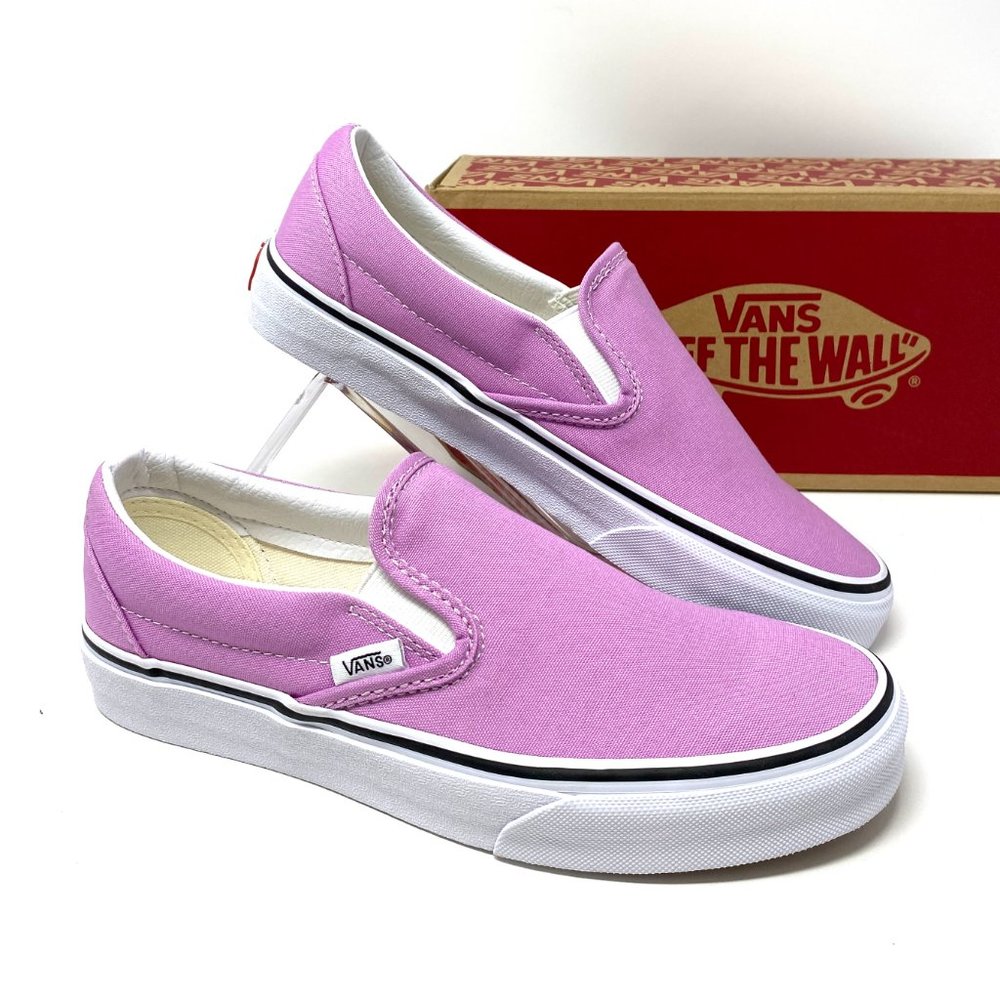 🌹Sale🌹 Vans Classic Shoes Women's Size Slip-On Orchid Pink Canvas VN0A33TB3SQ - Picture 9 of 11